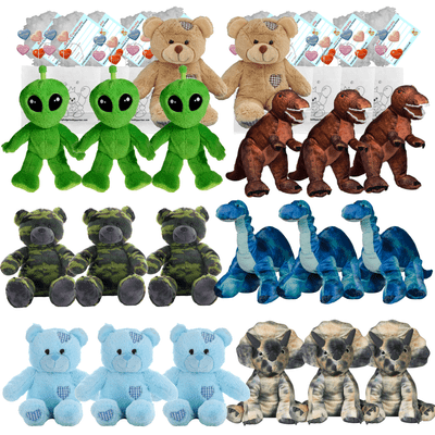 Make your own Bear Party - 20 x 8 inch Boy Plushies Set A - no-sew