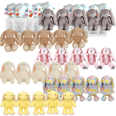 Make your own Bear Party - 30 x 16 inch Bunny Rabbit Plushies Set A - no-sew