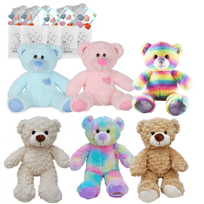 Make your own Bear Party - 6 x 10 inch Colour Teddies - no-sew