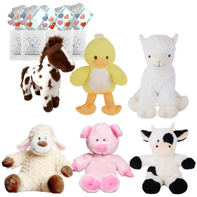Make your own Bear Party - 6 x 16 inch Farm Animal Plushies - no-sew