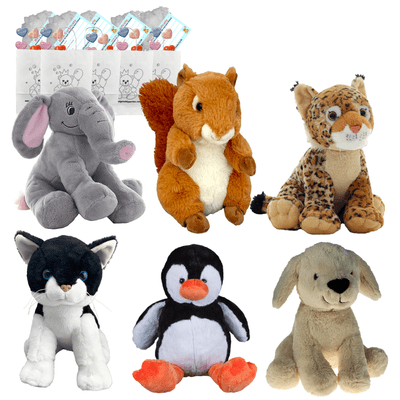 Make your own Bear Party - 6 x 8 inch Animals Plushies Set A - no-sew