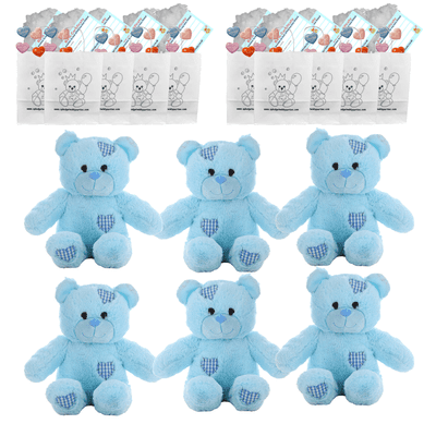 Make your own Bear Party - 6 x 8 inch Blue Patches Teddy Bears - SPECIAL PRICE