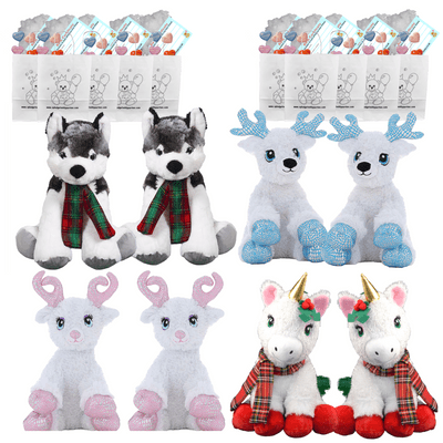 Make your own Bear Party - 8 x 16 inch Christmas Plushies Set A - no-sew