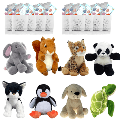 Make your own Bear Party - 8 x 8 inch Animals Plushies Set A - no-sew