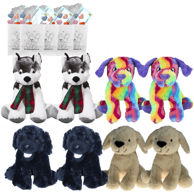 Make your own Bear Party - 8 x 8 inch Dog Plushies - Set E
