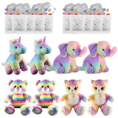 Make your own Teddy Party - 8 x 10 inch Rainbow Bears- set C