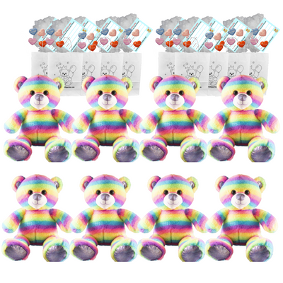 Make your own Teddy Party - 8 x 10 inch Stripes the Rainbow Teddy Bears