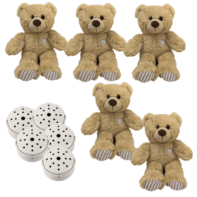 Pack of 5 x Baby Heartbeat bear - 10-inch Brown Cuddles Bears