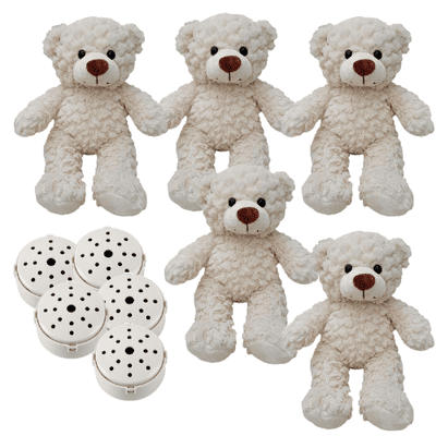 Pack of 5 x Baby Heartbeat bear - 10-inch Crinkle Cream Teddies
