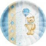 Teddy Bear Picnic - blue pack of 10 paper plates boy party 23cm diameter - CLEARANCE