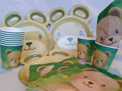 Teddy Bear Picnic Party Set - CLEARANCE BUNDLE plates, cups, blowouts