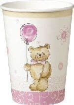 Teddy Bear Picnic - pink pack of 10 paper cups girl party - CLEARANCE