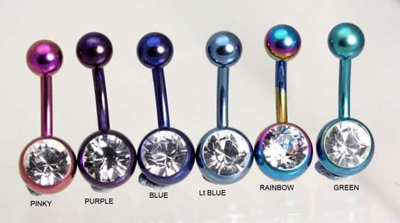 Anodised Titanium Jewelled Navel Bars