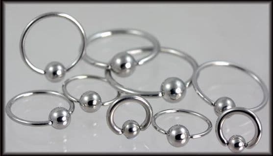 BCR Rings High Polish Titanium & Ball
