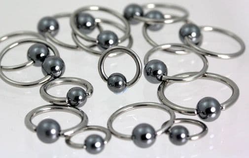 BCR Rings High Polish Titanium Hematite Ball