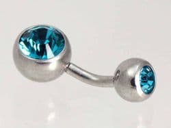 Double Jewelled Navel bars Stainless Steel