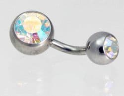 Double Jewelled Navel bars Stainless Steel