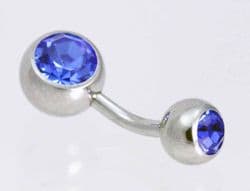 Double Jewelled Navel bars Stainless Steel