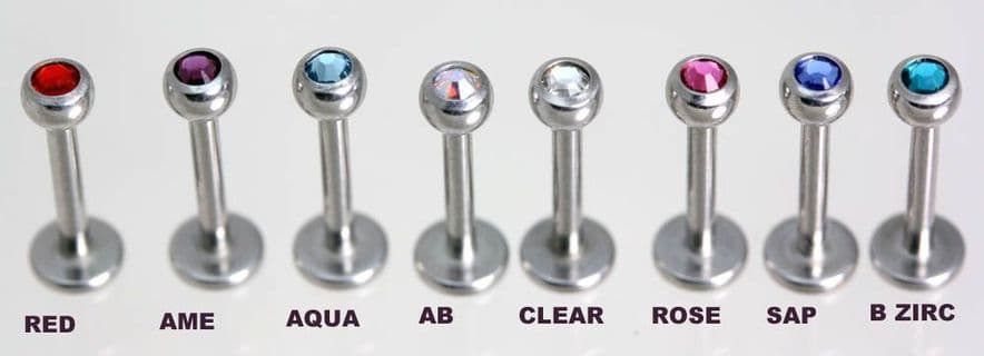 Labret Studs -Jewelled Surgical Stainless Steel