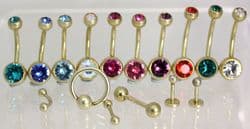 Ti PVD GOLD Double gem navels