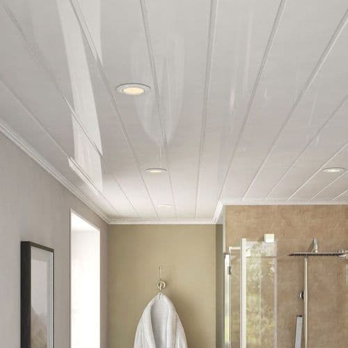 Ancona PVC Ceiling Panels - Double White - Gloss