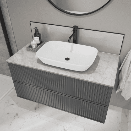 Elite Vanity Compact Bathroom 12mm Worktops - Himalayan Marble