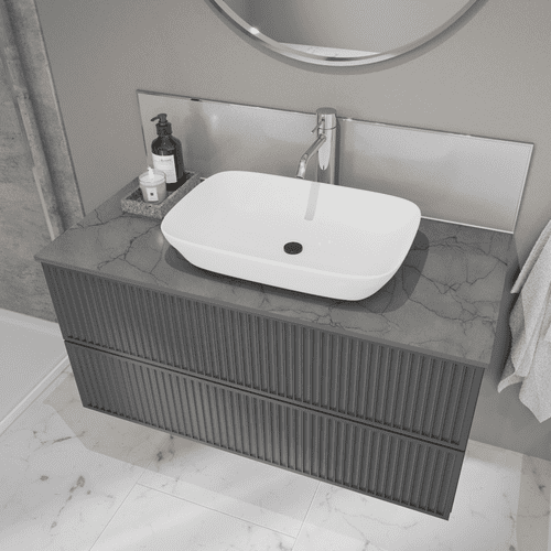 Elite Vanity Compact Bathroom 12mm Worktops - Marmo Grigio