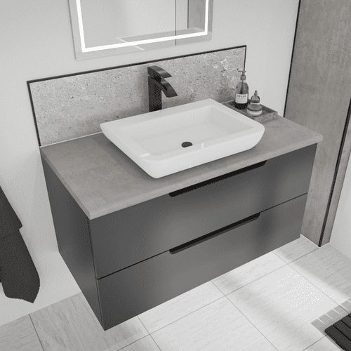 Mermaid 28mm Vanity Worktops - Industrial Concrete