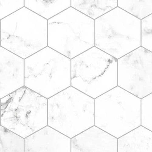 Nuance Acrylic Shower Bathroom Wall Panels - Hexagon Marble - Acrylic Gloss