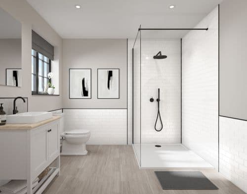 Wetwall Tile Panels - Pure White Tile - Gloss