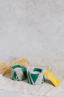 Ail + El Concrete Tealight Candle Holder | Green