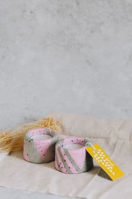 Ail + El Concrete Tealight Candle Holder | Pink