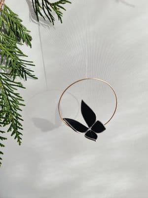 Alexa Braud | Stained Glass Butterfly in Hoop | Ebony
