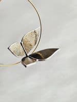 Alexa Braud Glass Artist | Stained Glass Butterfly in Hoop Decoration | Handmade Glass Decorations | Golden