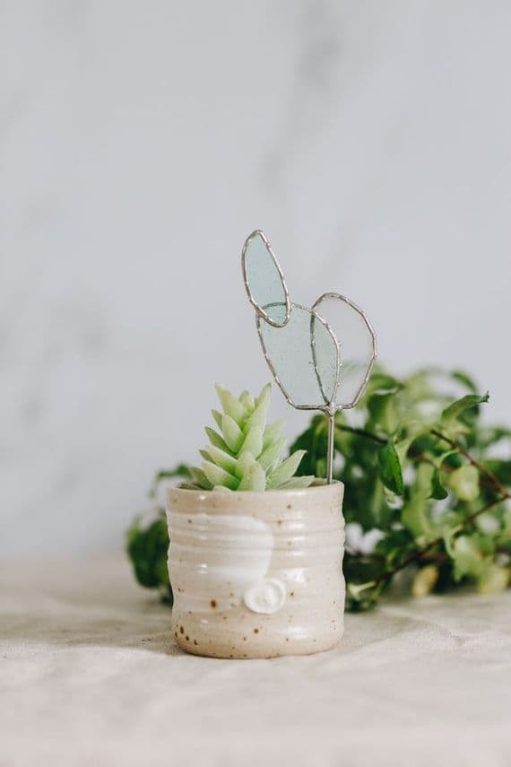 Alexa Braud Glass Artist | Stained Glass Cactus Sun Catcher Pin | Terrarium Decor