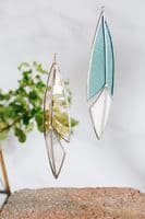 Alexa Braud Glass Artist | Stained Glass Hanging Feather | Champagne