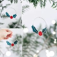 Alexa Braud Glass Artist | Stained Glass Holly Decoration | Handmade Christmas Decorations