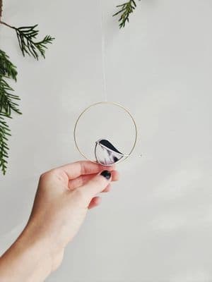 Alexa Braud | Stained Glass Swallow in Hoop