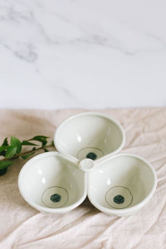 Alison Hanvey Ceramics | Handmade Ceramic Stoneware Triple Dip Bowl | Large