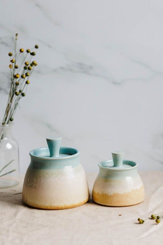 Alison Hanvey Ceramics | Handmade Ceramic Stoneware Lidded Pot | Small Sugar Jar