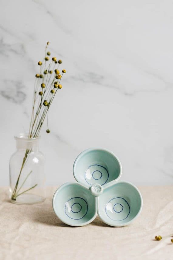 Alison Hanvey Ceramics | Handmade Ceramic Coast Stoneware Small Triple Dip Bowl