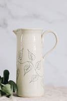 Alison Hanvey Ceramics | Handmade Ceramic Cream Leaf Stoneware Tall Pitcher Jug