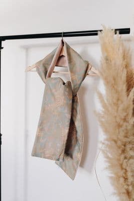 Avril Clarke | Blush Wool & Pistachio Silk Print Long Scarf