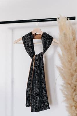 Avril Clarke | Gold Velvet & Black Dot Long Scarf