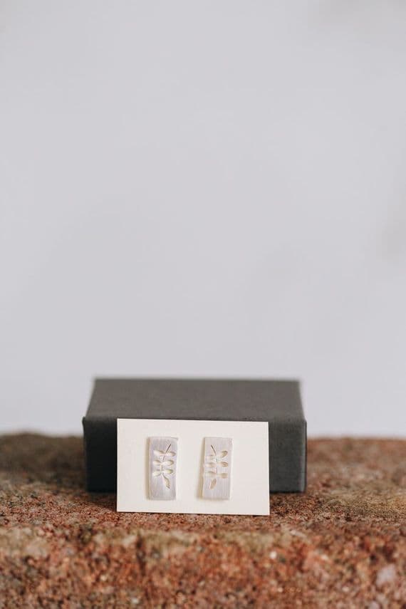 Becky Crow Jewellery | Handmade Sterling Silver Ash Leaf Stud Earrings