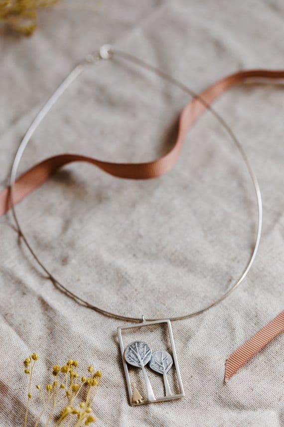 Becky Crow Jewellery | Handmade Sterling Silver Forest Pendant | Tree Inspired Jewellery