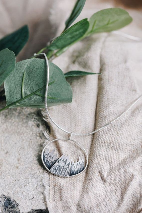 Becky Crow Jewellery | Handmade Sterling Silver Oval Mountain Pendant