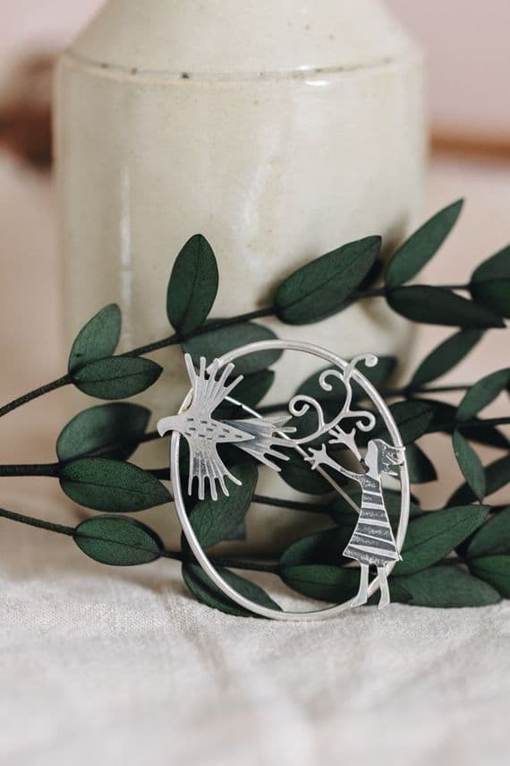 Becky Crow Jewellery | Handmade Sterling Silver Release a Sunbird Brooch