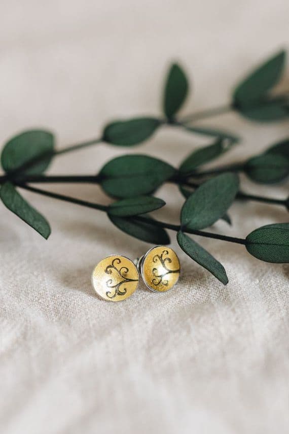 Becky Crow Jewellery | Handmade Sterling Silver & 24ct Gold Leaf Rushing Wind Stud Earrings