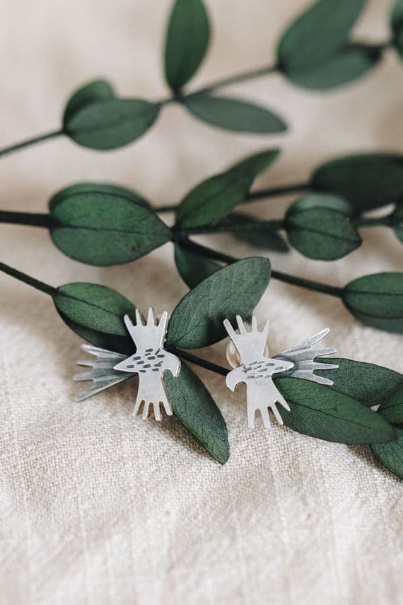 Becky Crow Jewellery | Handmade Sterling Silver Sunbird Stud Earrings